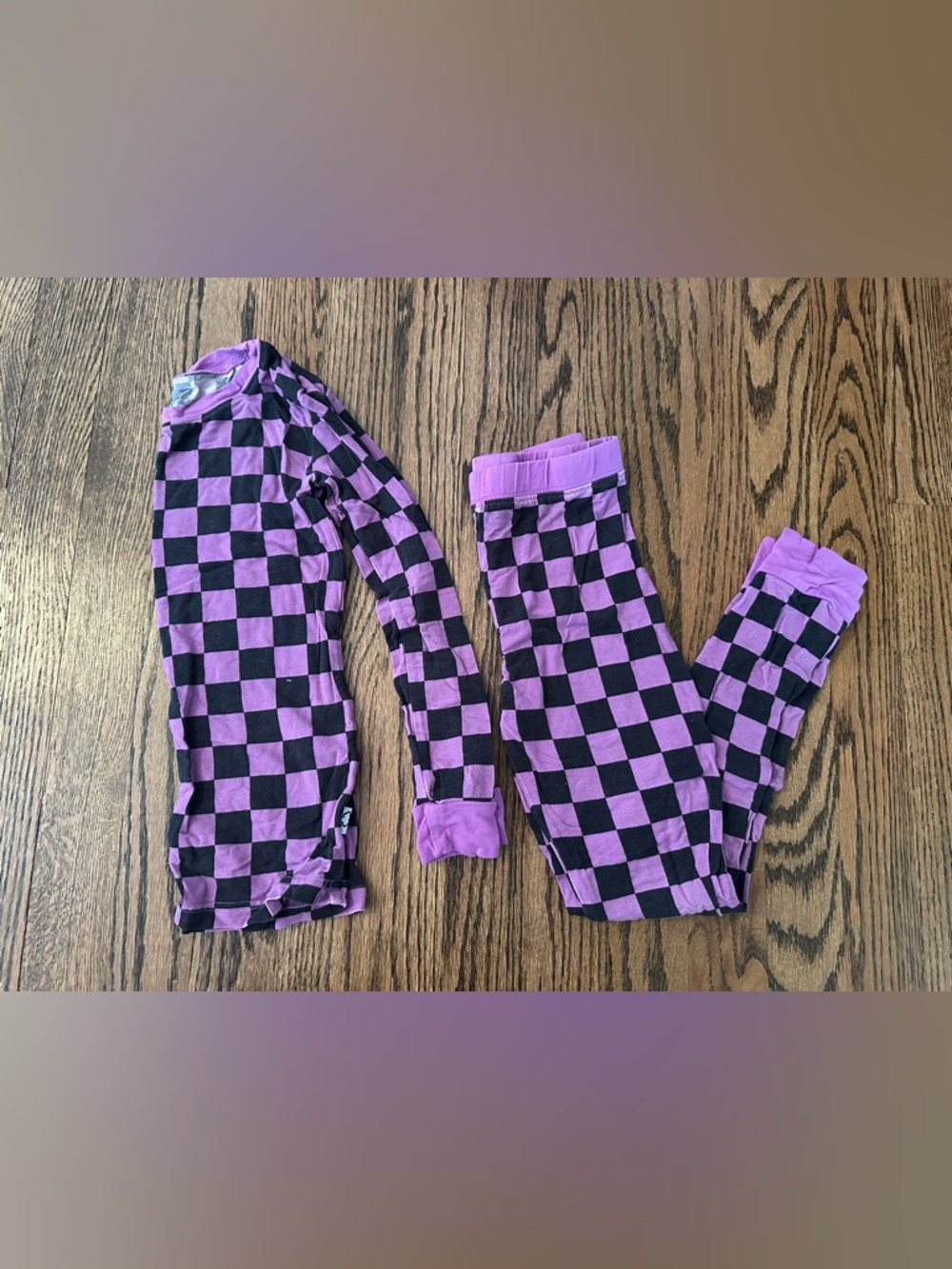 Dream big Little Co. Kids Checkerboard Purple & Black Pajama Set Size 5/6